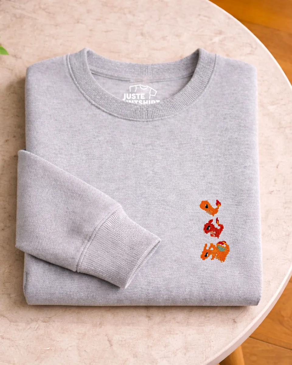 Juste Un T-shirt Sweats Brodés Salamèche sweat brodé coton biologique