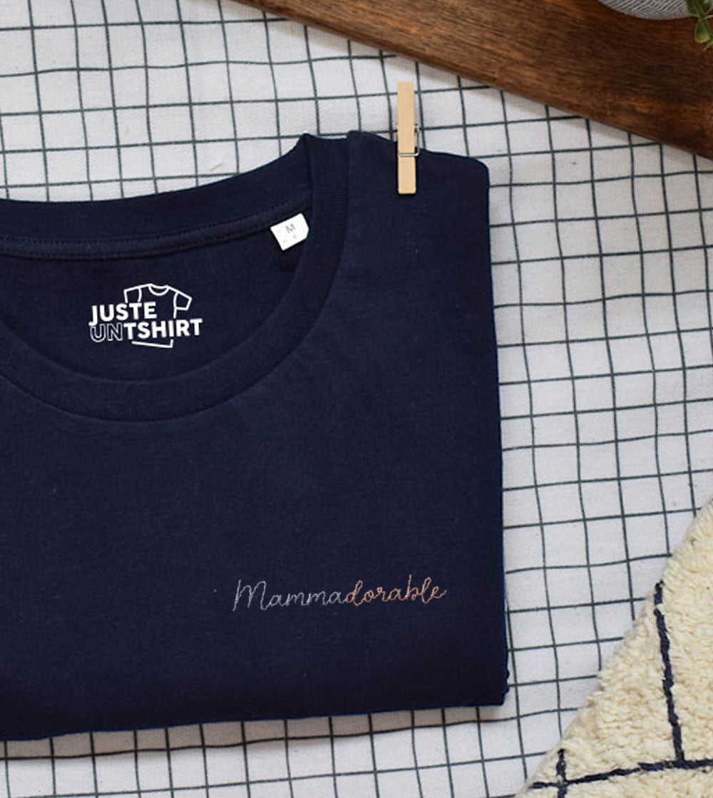 Juste Un T-shirt T-shirts Brodés T-shirt brodé - MammaDorable, blanc