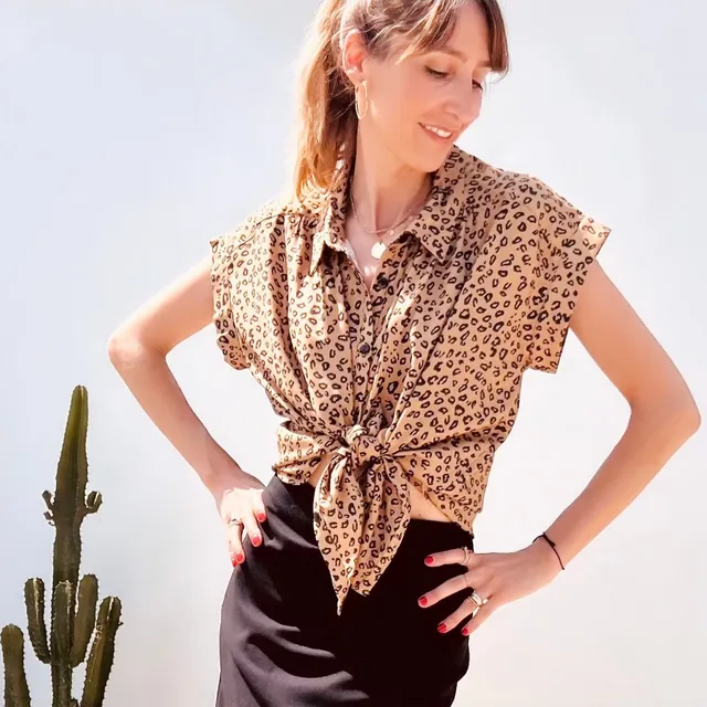 PANTRUCHE Chemises CHARLOTTE chemise léopard camel et noir viscose