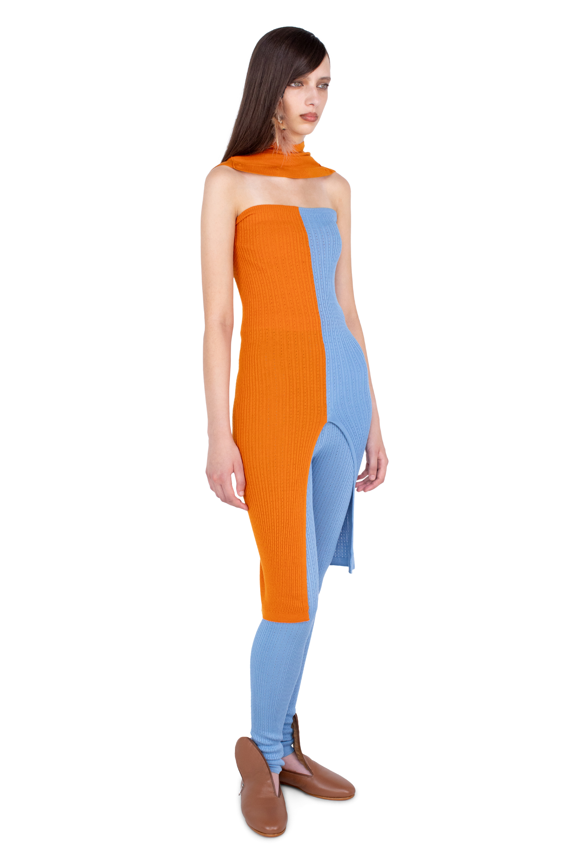 Kiko Kostadinov Accessories GREBE Scarf écharpe Persimmon Orange Blue Lake multi-usage