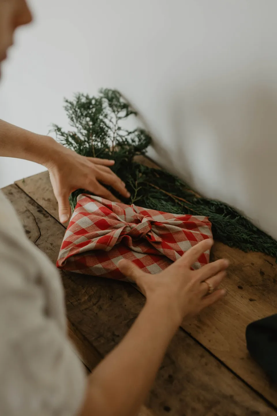Laumė linen Christmas Linen furoshiki en lin réutilisable