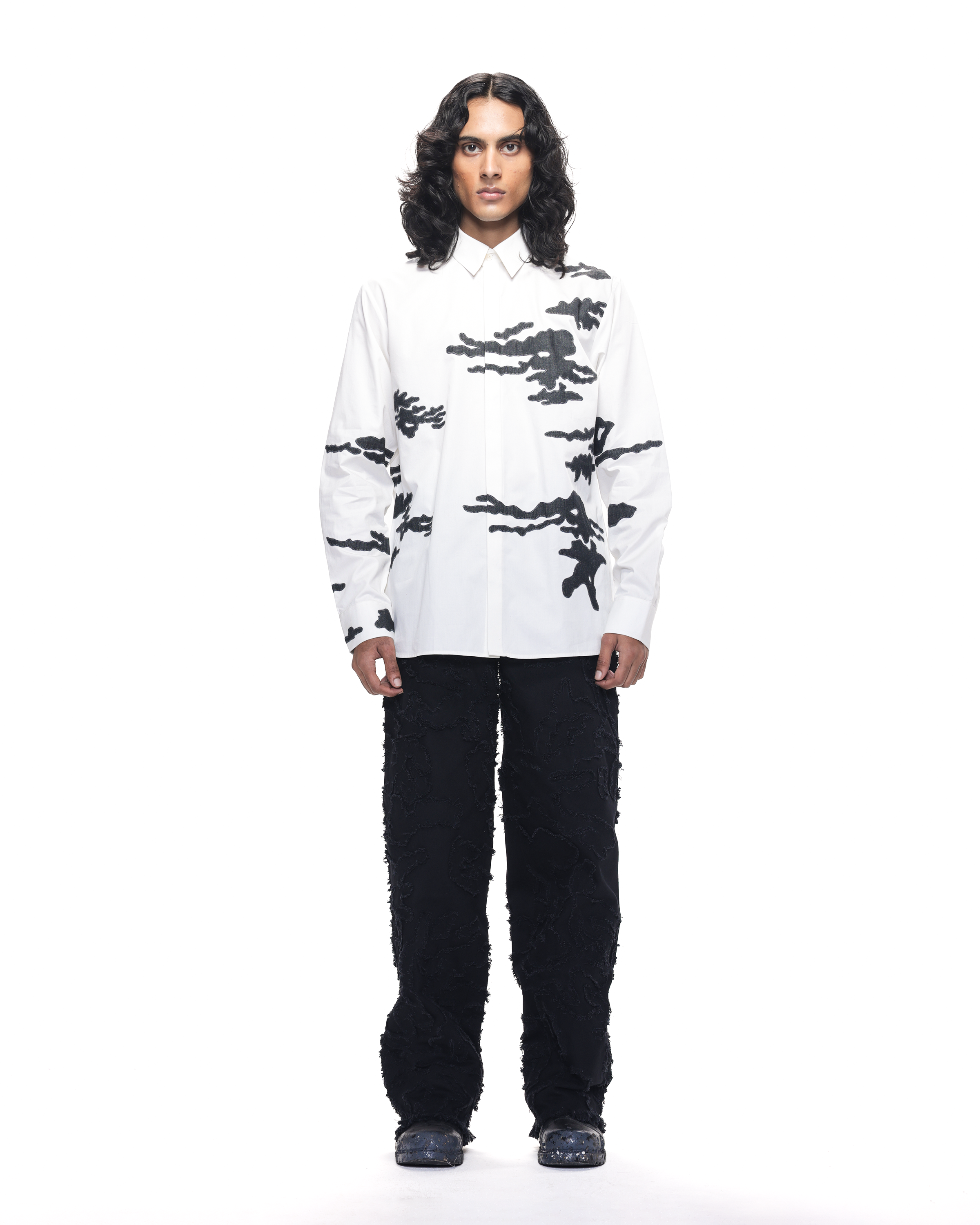 COUNTRYMADE Shirts Burnt Camo Appliqué Shirt, chemise en coton