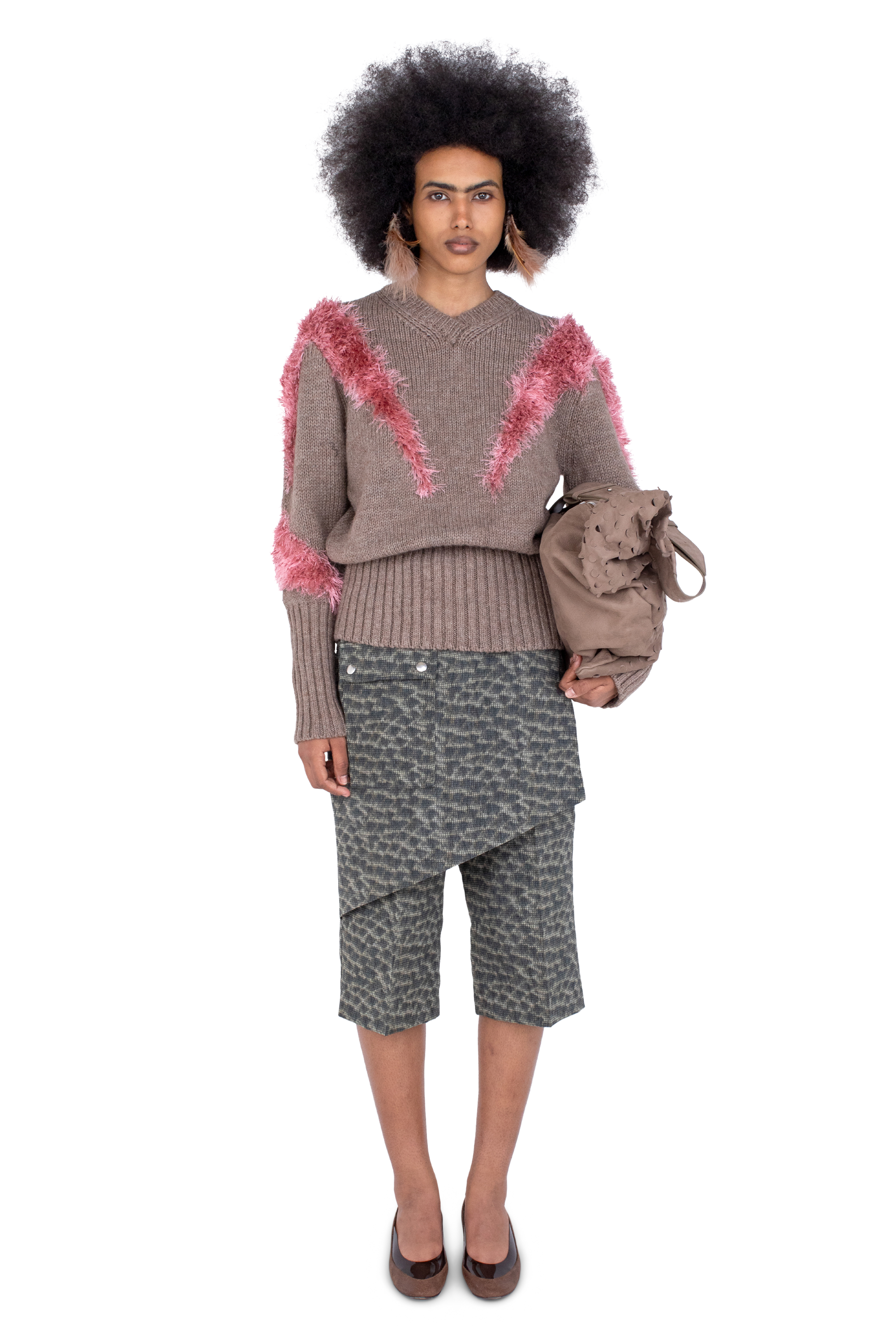 Kiko Kostadinov Knitwear MACAW Jumper pull Dove Brown / Redpoll Pink en maille alpaga