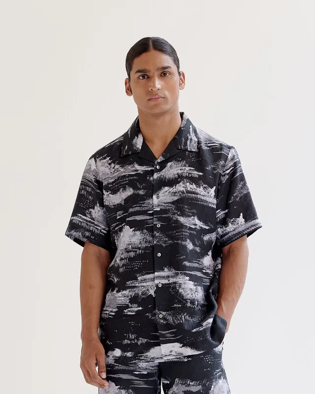 COUNTRYMADE Shirts Arid Brush stroke chemise en lin imprimé