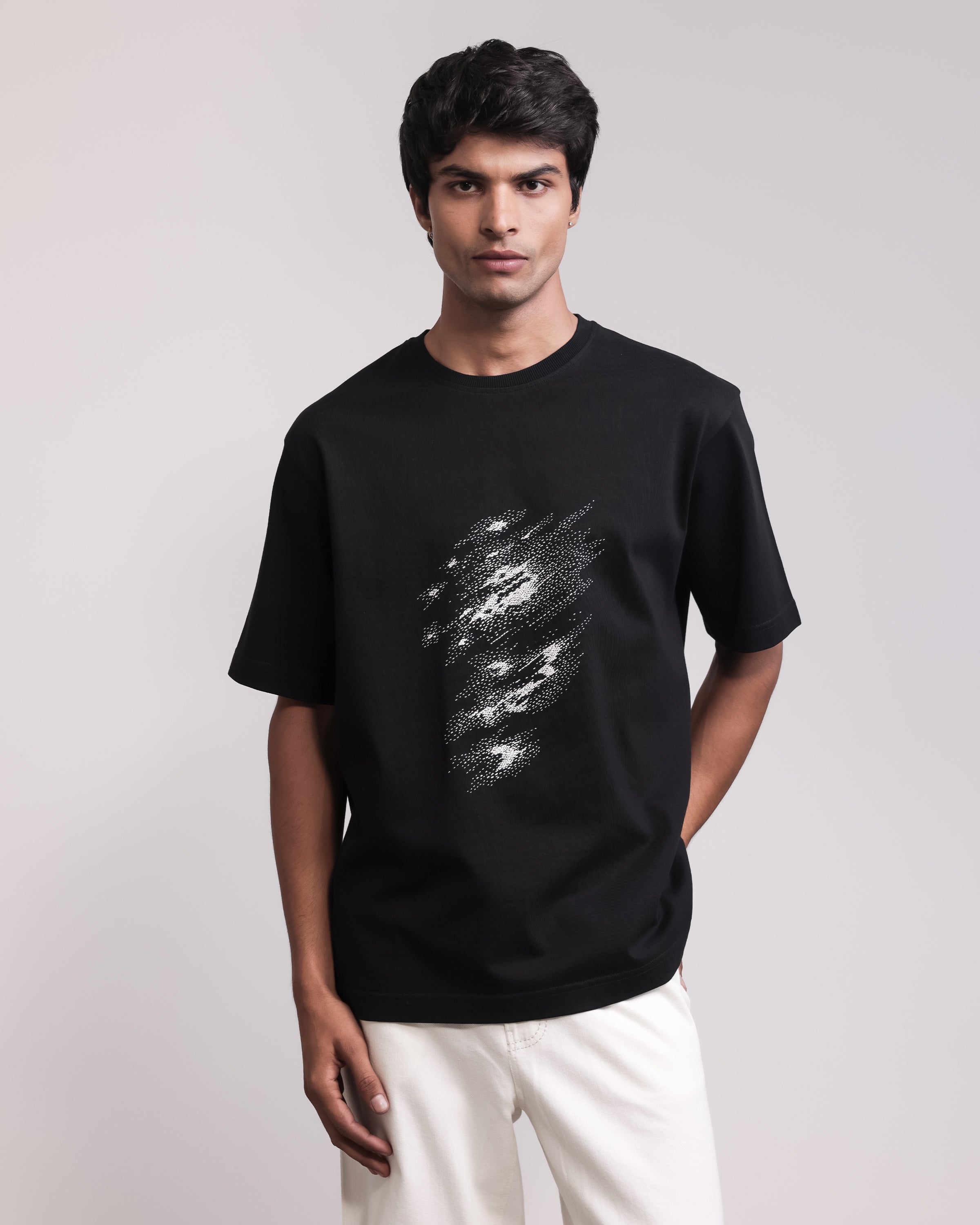 COUNTRYMADE Trail Dust Motion Blur T-shirt noir coton brodé