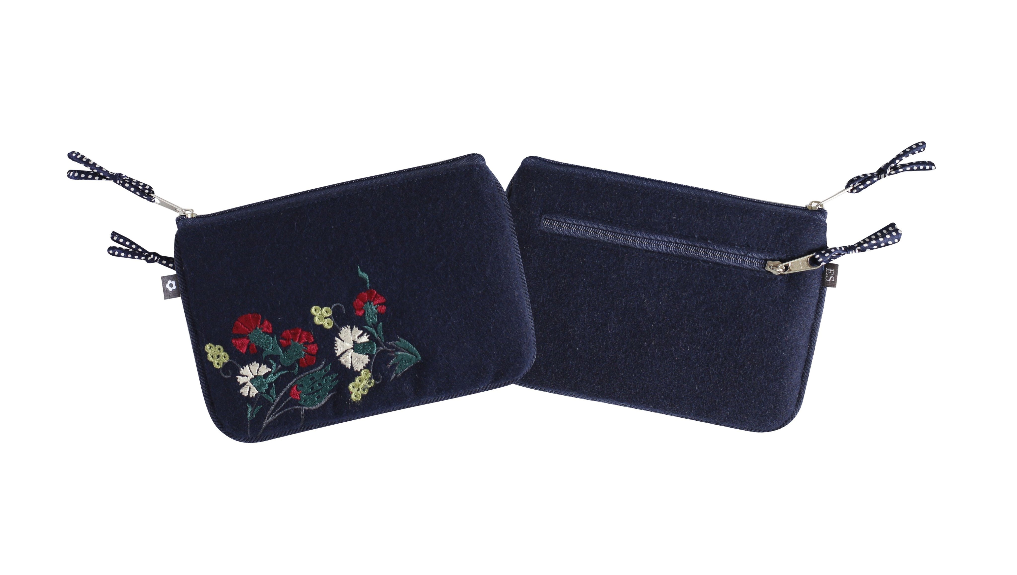 Sourire Multicolore Sacs et pochettes Juliet porte-monnaie navy et prune brodé