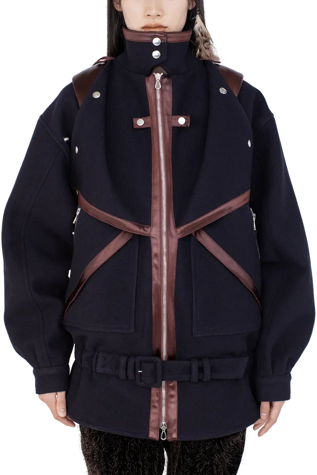 Kiko Kostadinov Outerwear HERON Belted Jacket veste Midnight Blue