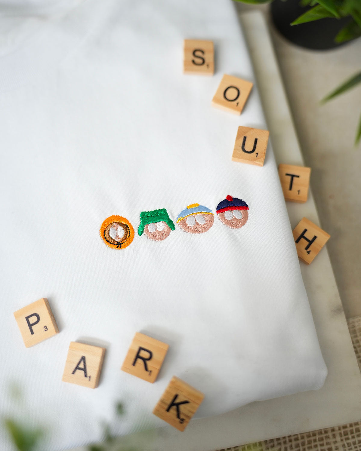 Juste Un T-shirt T-shirts Brodés Cartman T-shirt blanc coton bio