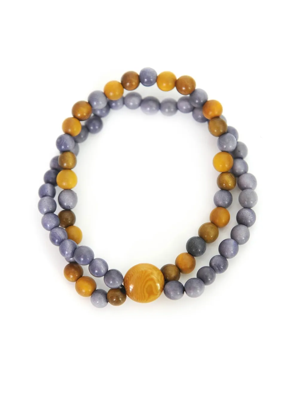 Sourire Multicolore Bracelets Perlita bracelet double en ivoire végétal coloris ardoise bronze jaune