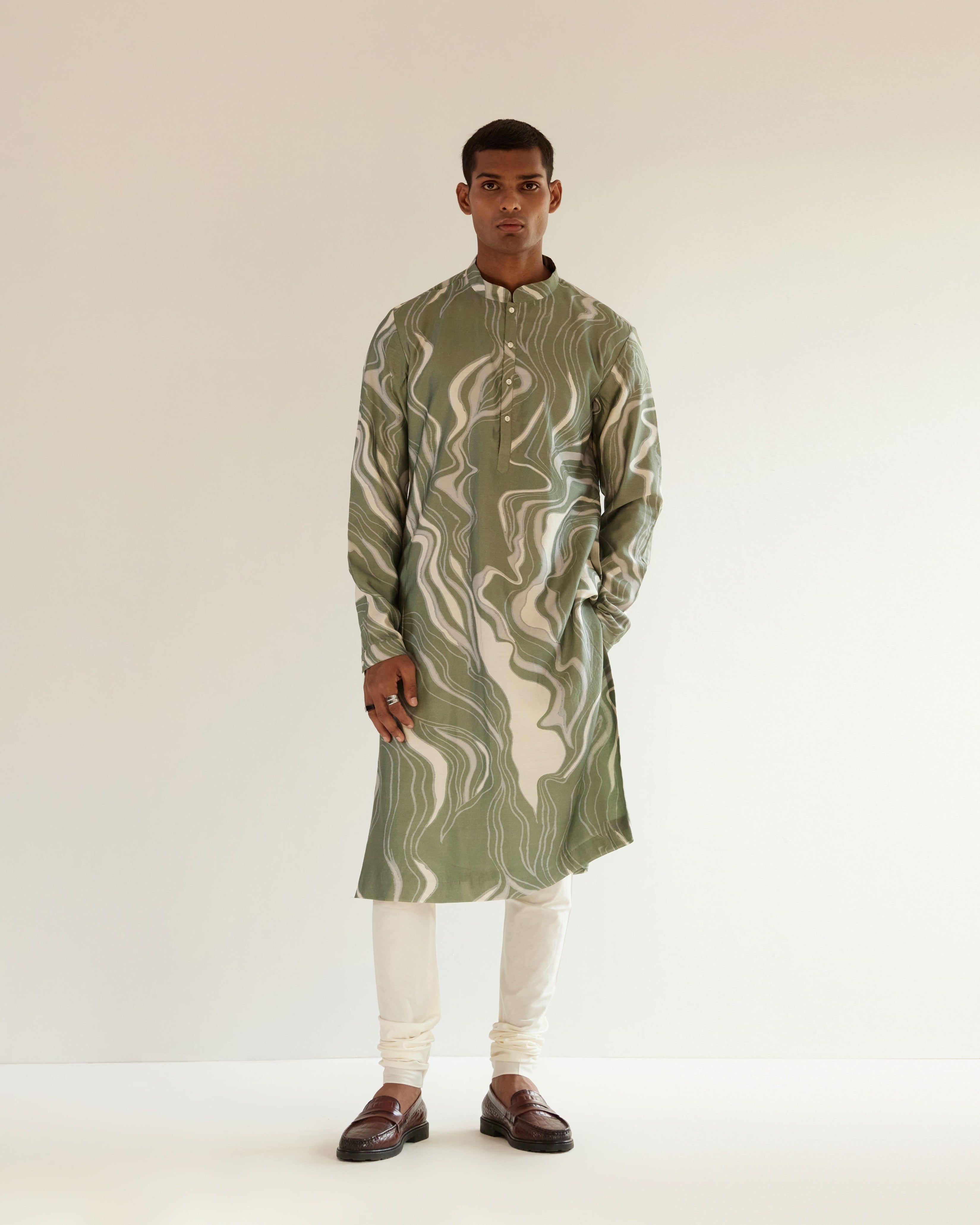 COUNTRYMADE Kurtas Infinity Print Kurta vert sauge