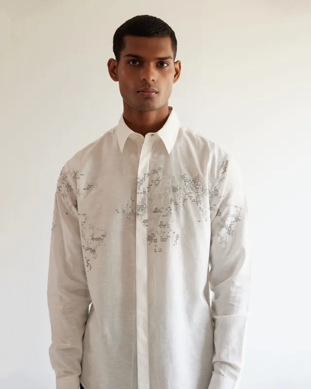 COUNTRYMADE Shirts World Map Shirt chemise ivoire brodée