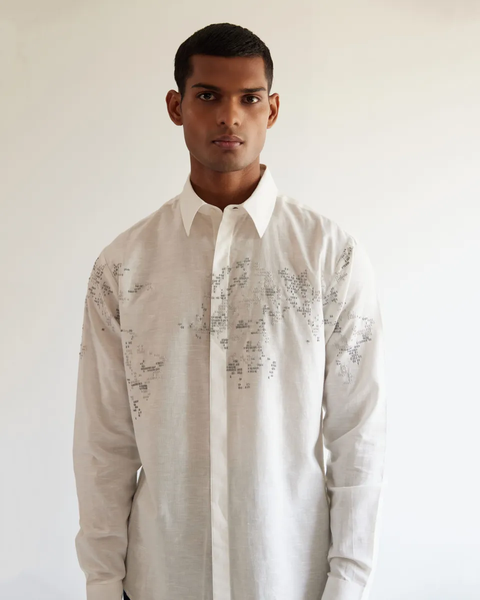 COUNTRYMADE Shirts World Map Shirt chemise ivoire brodée