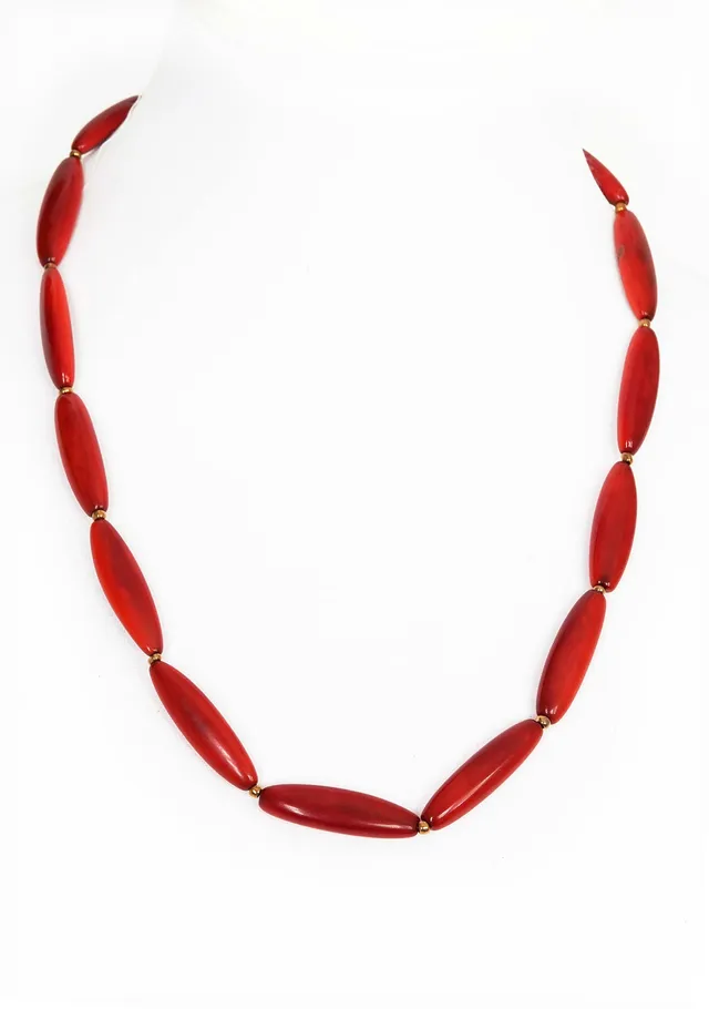 Sourire Multicolore Colliers Loja collier en ivoire végétal rouge beige