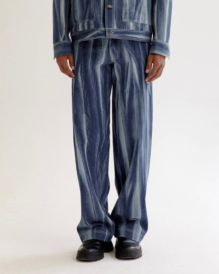 COUNTRYMADE Trousers Creased Batik Denim Jeans jean batik en denim selvedge