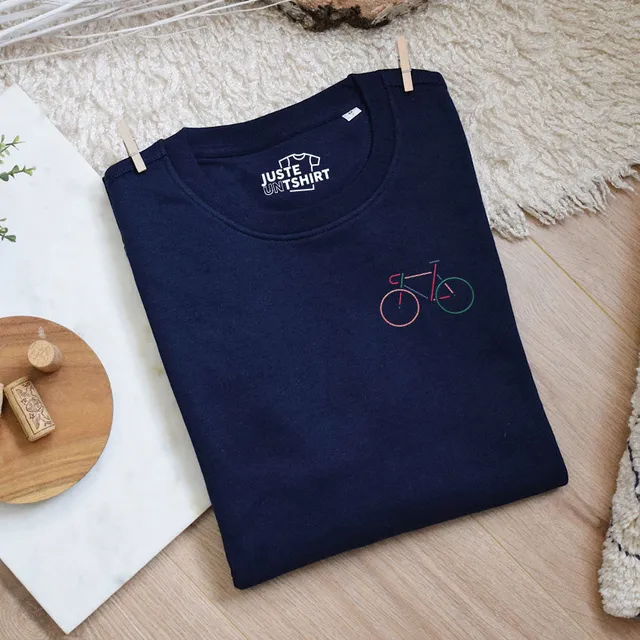 Juste Un T-shirt Sweats Brodés Vélo sweat gris chiné
