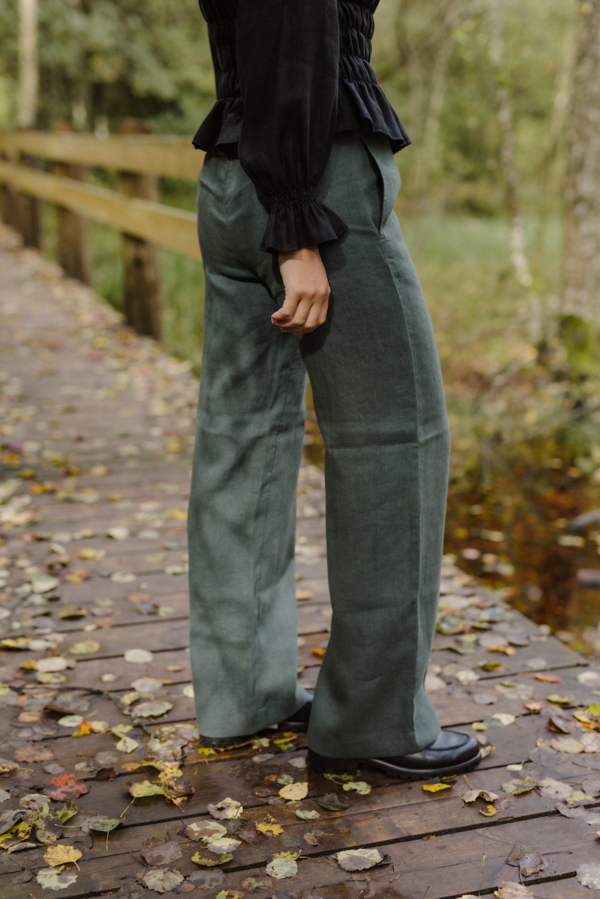 Laumė linen Linen Bottoms Gailė pantalon en lin taille haute