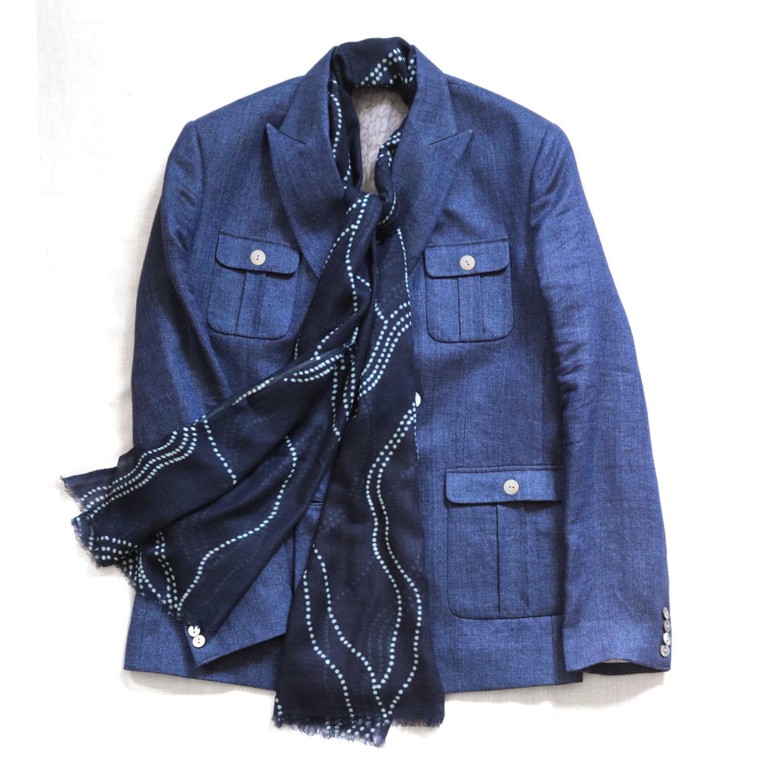 COUNTRYMADE Accessories Constellation Print Scarf écharpe marine 70 x 200 cm cachemire