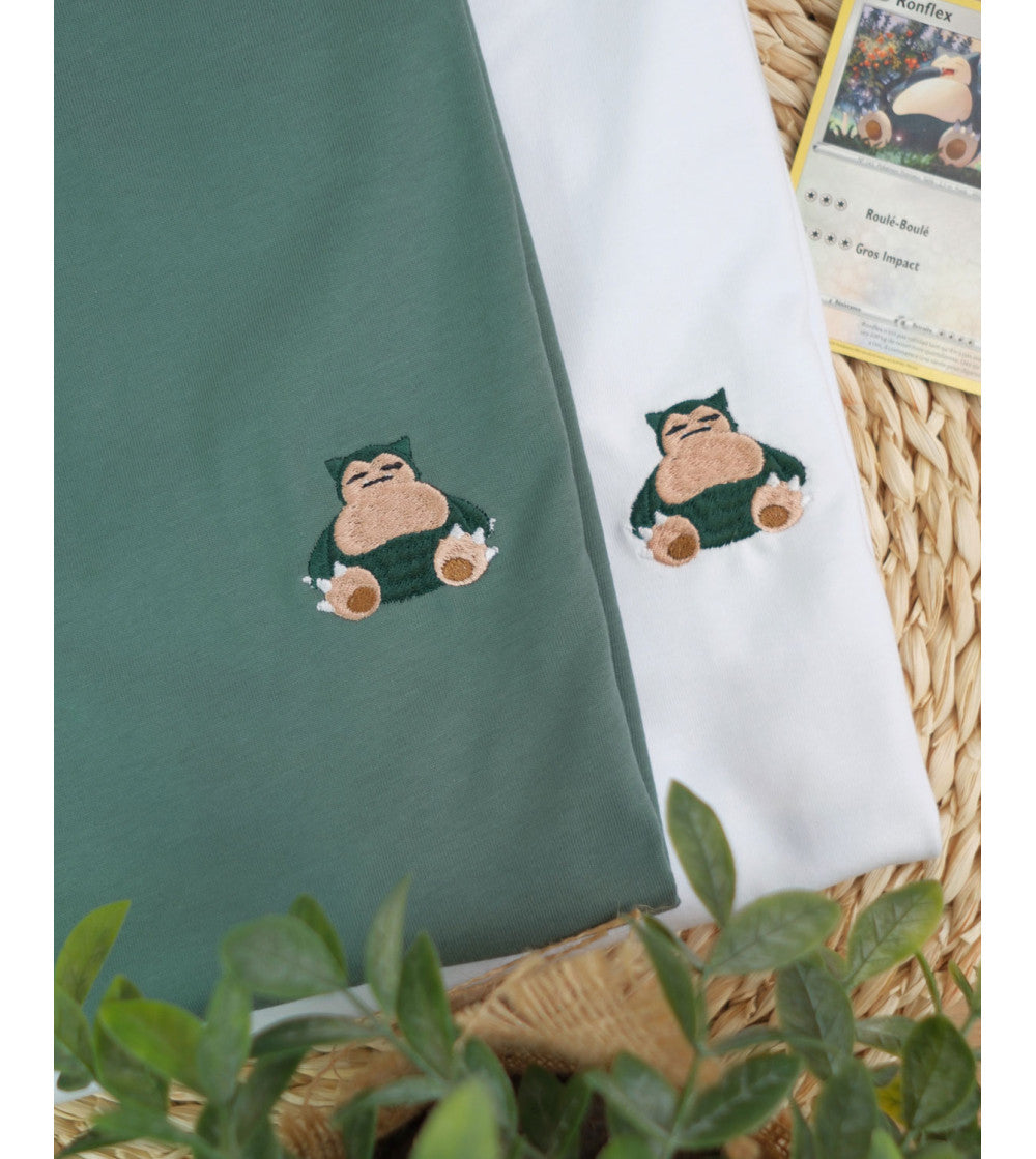 Juste Un T-shirt T-shirts Brodés Ronflex T-shirt brodé blanc M Pokémon