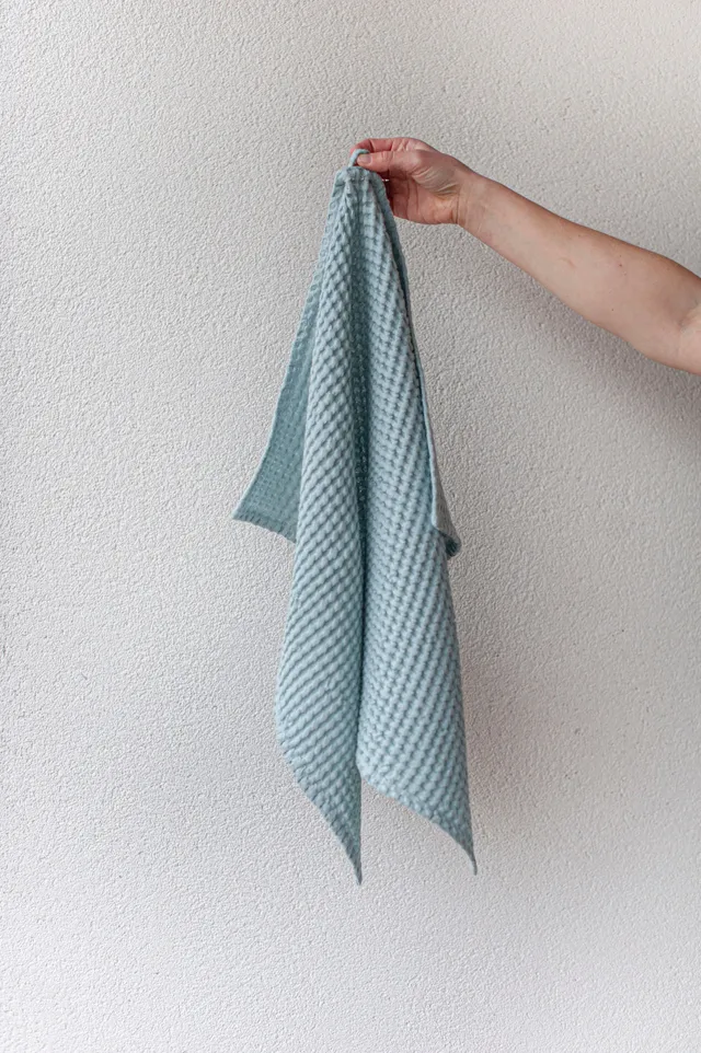 Laumė linen Home Edit serviette gaufrée lin coton bleu ciel