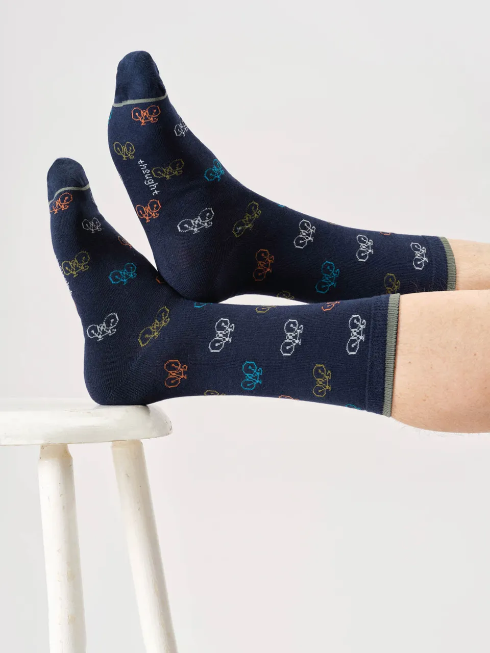 Sourire Multicolore Chaussettes homme Chaussettes vélos bleu marine bambou 40/44
