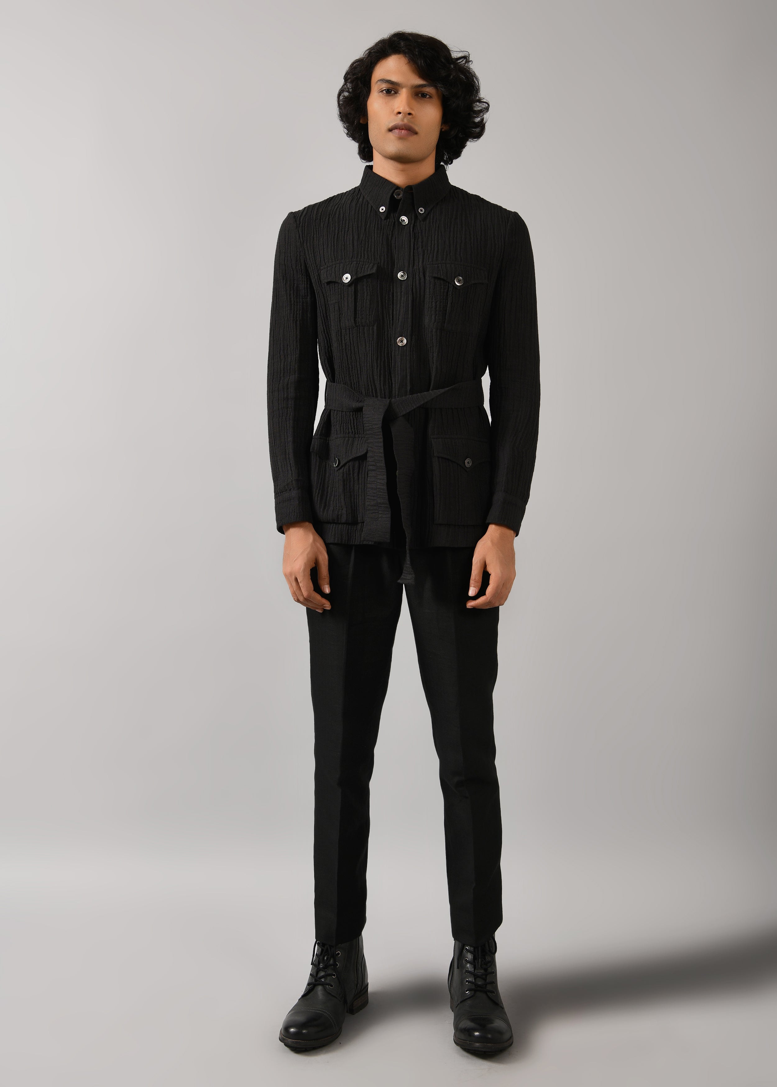 COUNTRYMADE Jackets Uniform Safari Jacket veste noire en lin coton