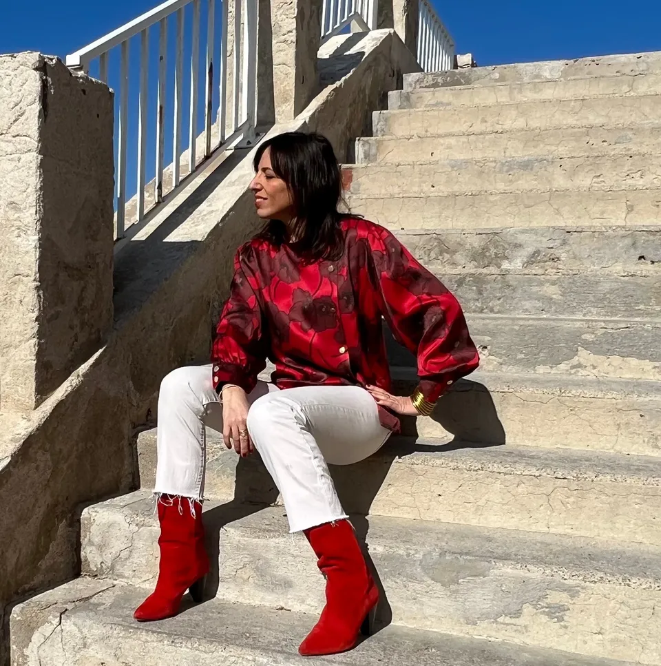 PANTRUCHE Chemises Blouse DJANGO Flowers blouse rouge viscose