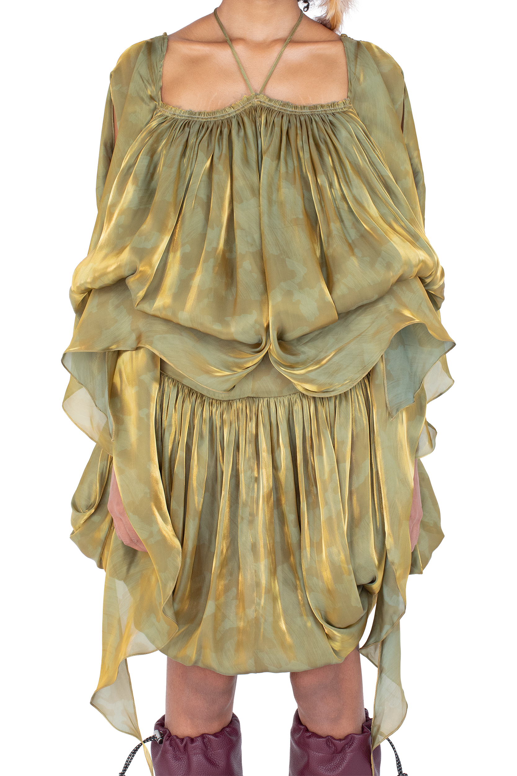 Kiko Kostadinov Dresses KESTREL Dress robe Gold Brush satin métallisé