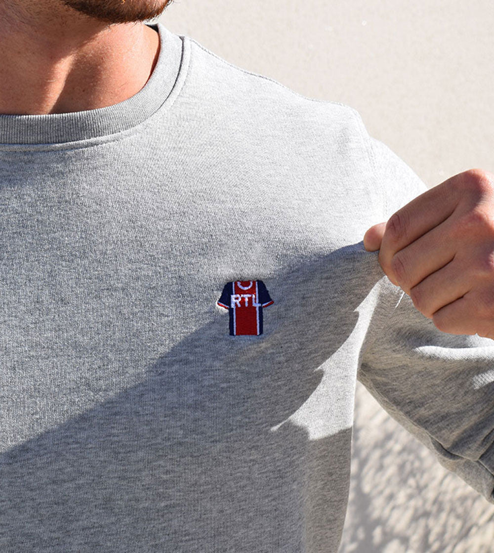 Juste Un T-shirt Sweats Brodés PSG sweat brodé gris chiné