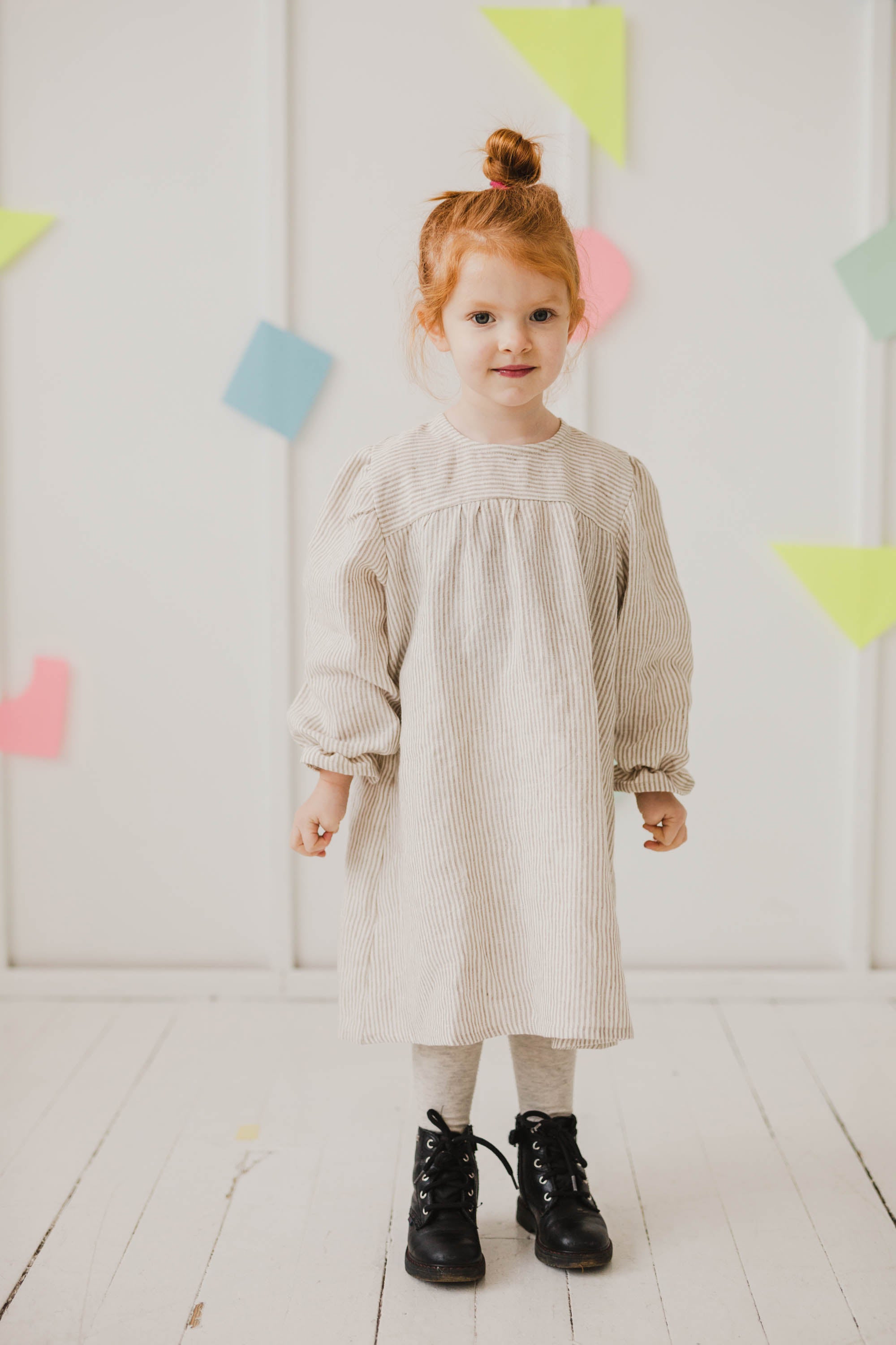 Laumė linen Kids Clothing ŽEMYNA robe fille en lin carreaux verts