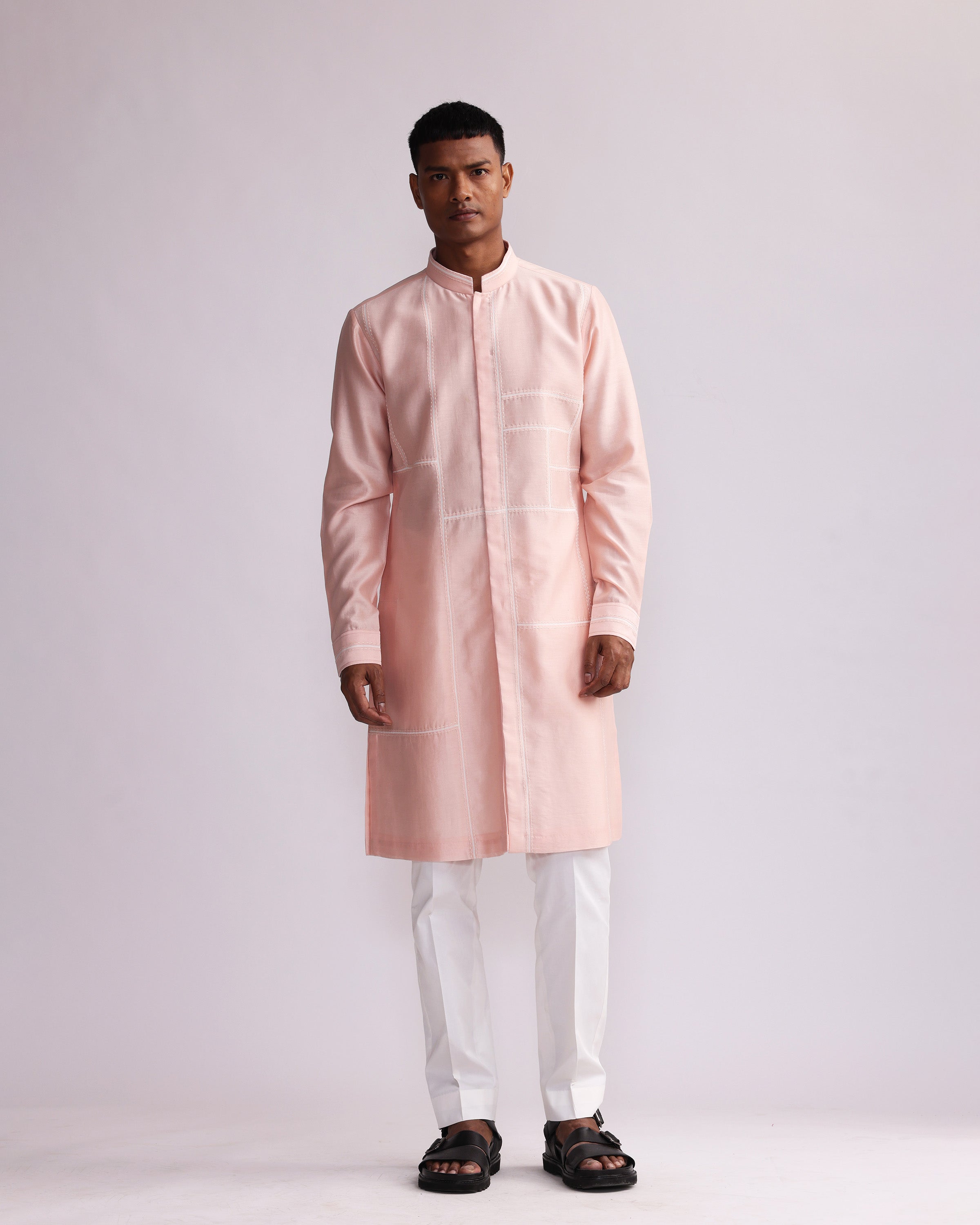COUNTRYMADE Kurtas BUILDING BLOCKS PATCHED KURTA SET ensemble kurta pêche brodé