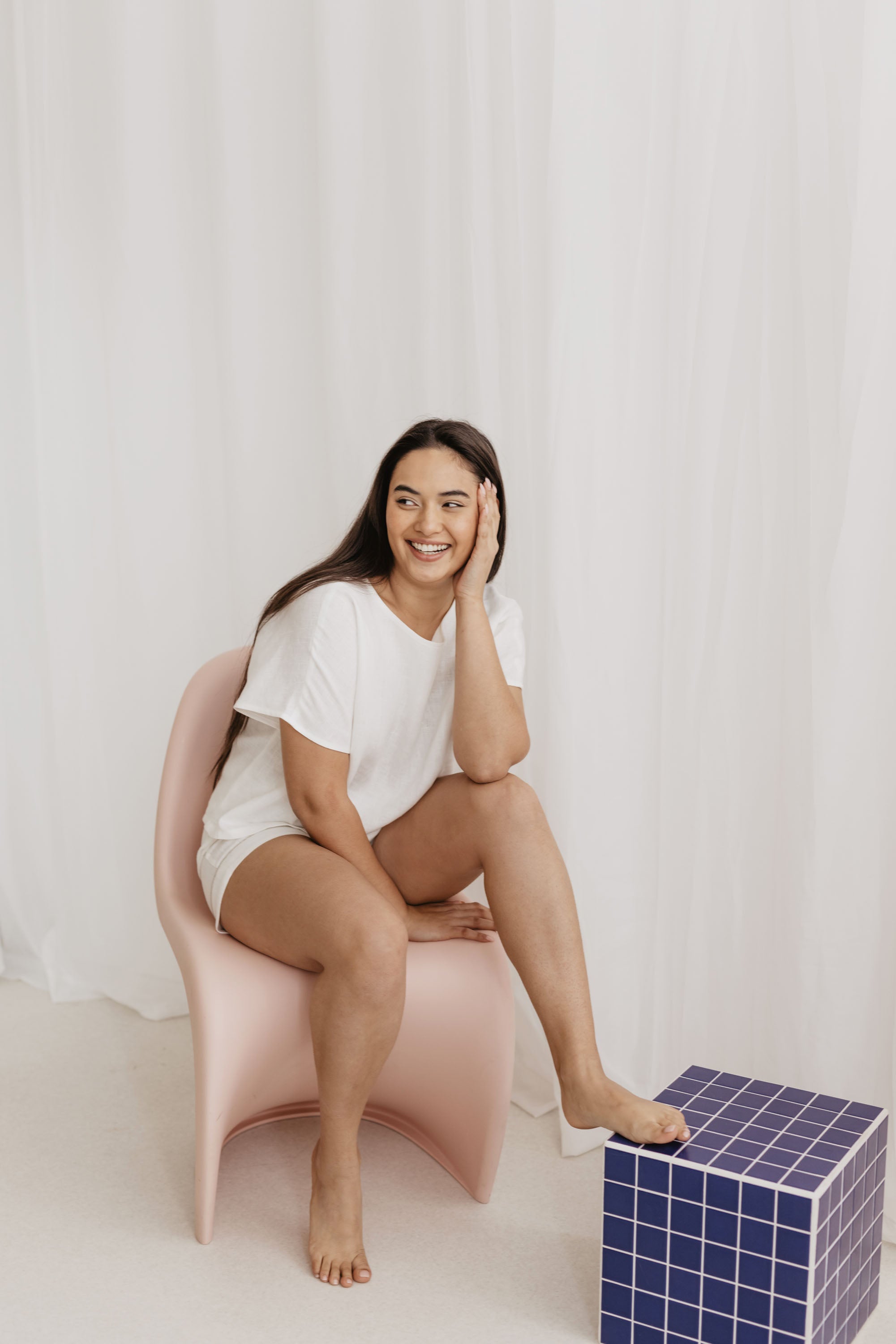 Laumė linen Loungewear JAUNATIS pyjama en lin blanc crème