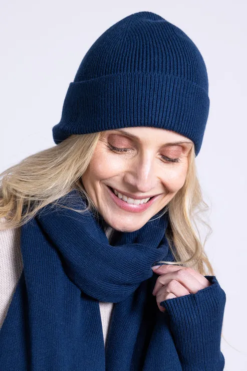 Nomads Clothing Bonnet bleu en laine et coton bio bonnet bleu