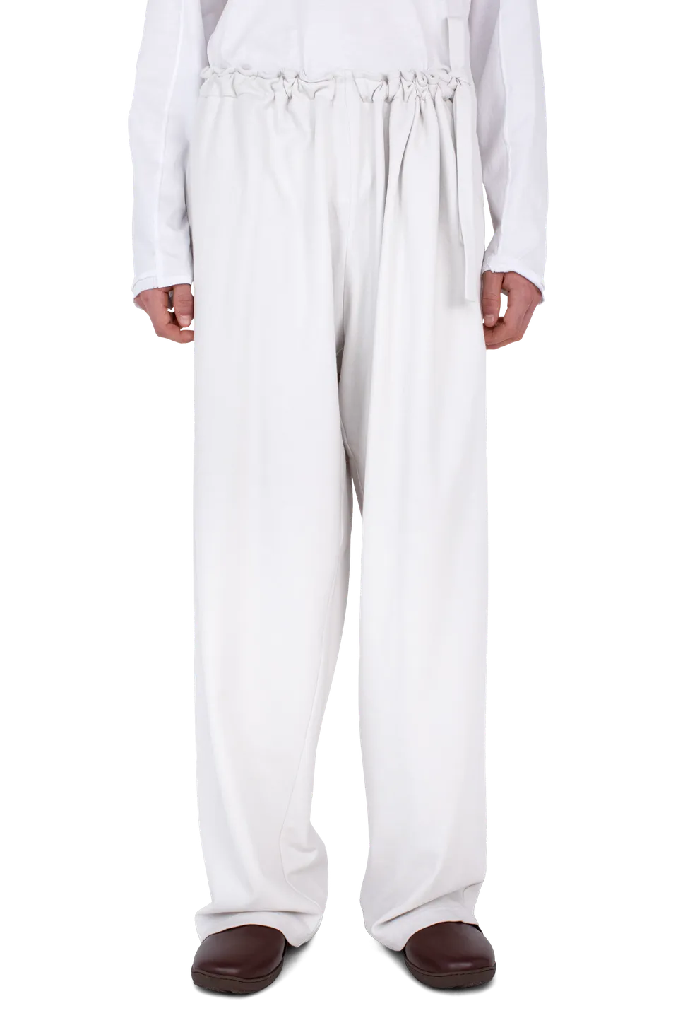 Kiko Kostadinov Bottoms OSCAR Wide Trousers pantalon large Ecru jersey coton