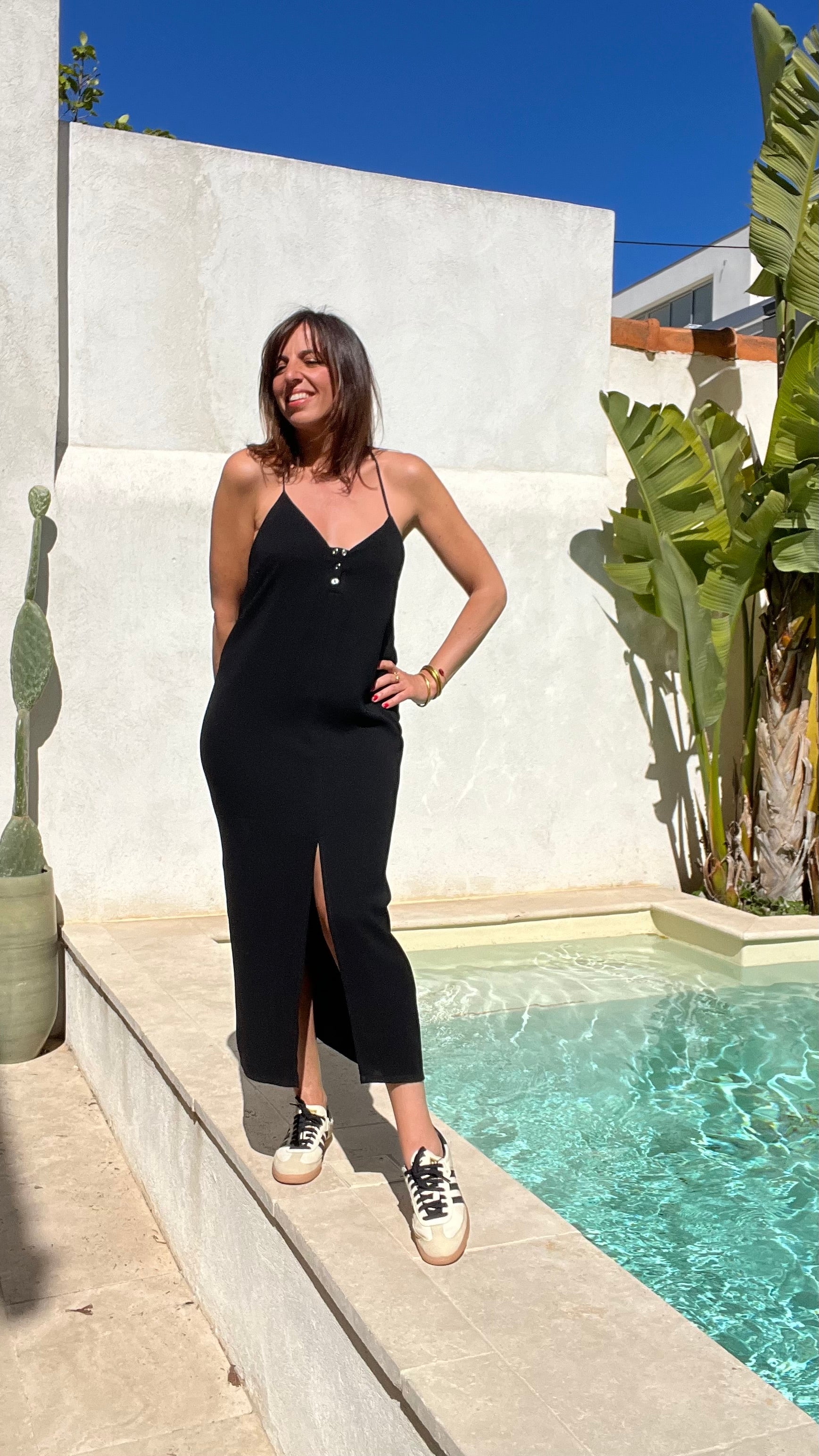 PANTRUCHE Robes BLONDIE robe longue noire en crêpe de polyviscose