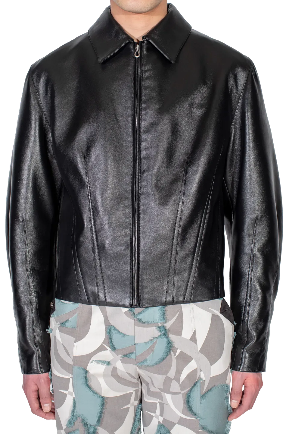 Kiko Kostadinov Outerwear LUR Leather Jacket veste Smokey Black cuir