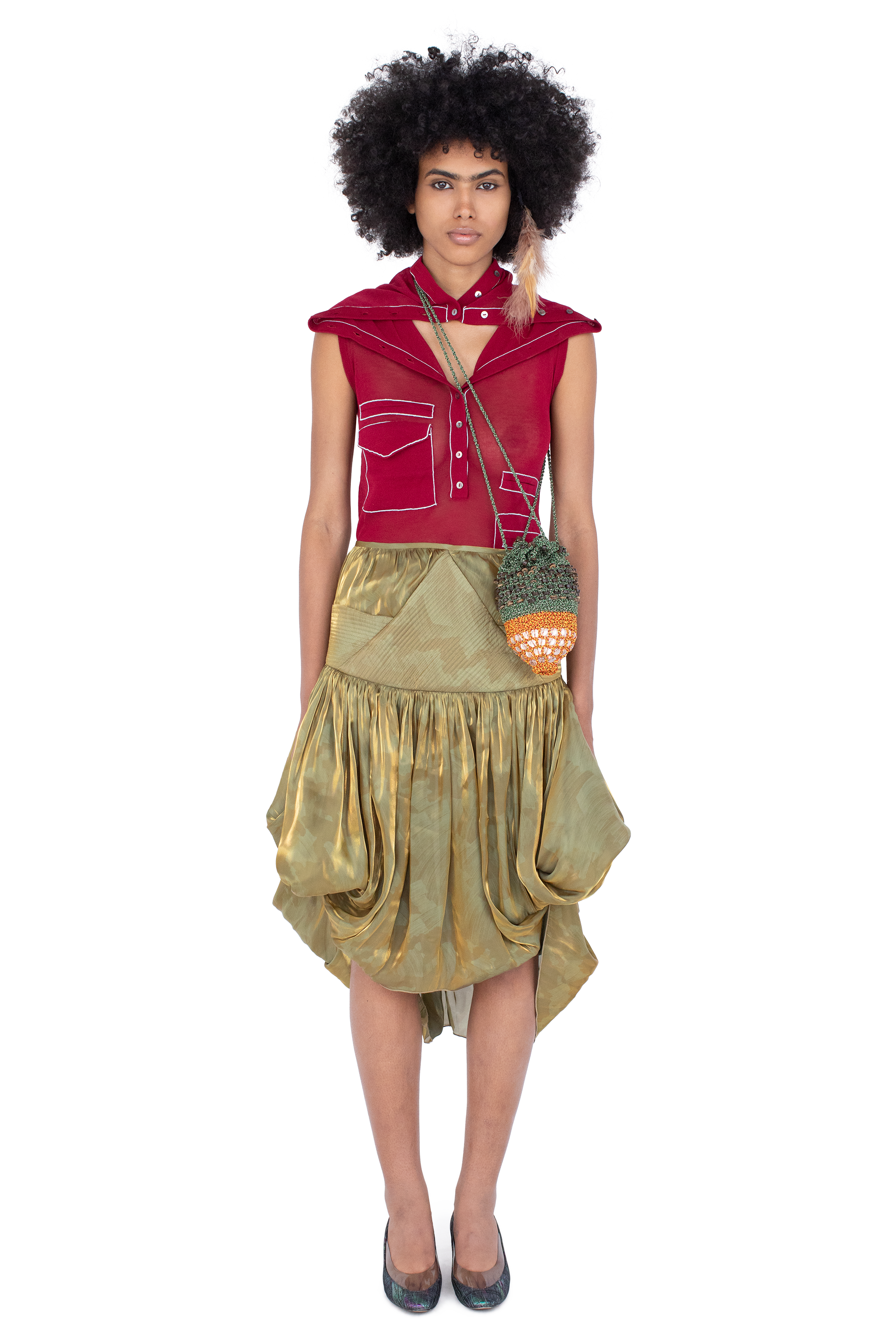 Kiko Kostadinov Bottoms TAWNY Mid-Lenght Skirt jupe Gold Brush