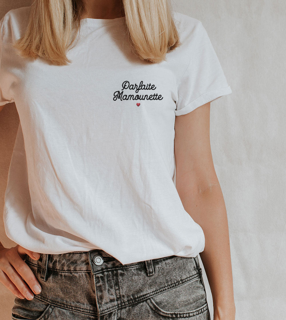 Juste Un T-shirt T-shirts Brodés Mamounette Parfaite t-shirt brodé maman