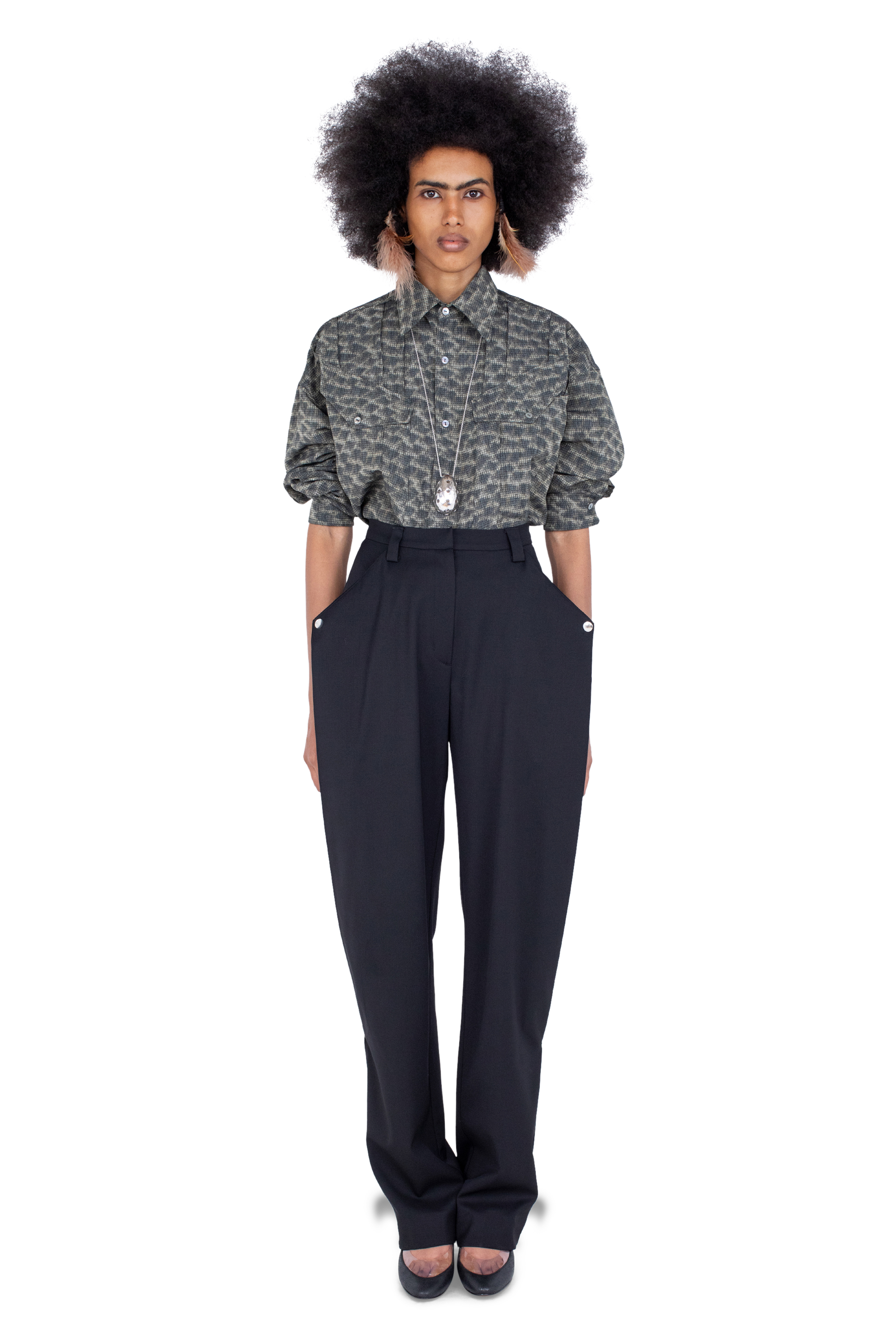 Kiko Kostadinov Shirts WEKA Shirt chemise Feather Print oversize en ripstop