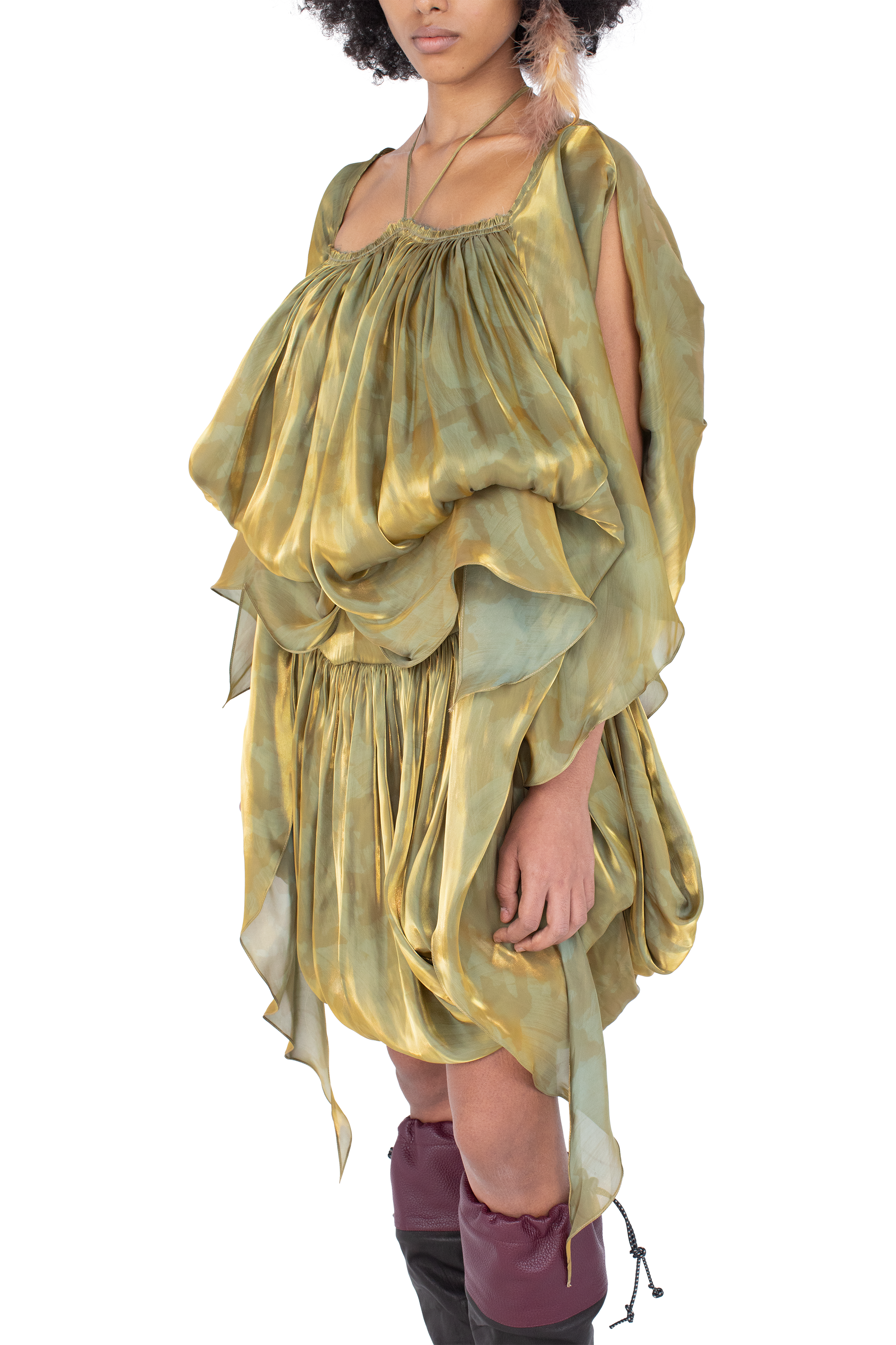 Kiko Kostadinov Dresses KESTREL Dress robe Gold Brush satin métallisé