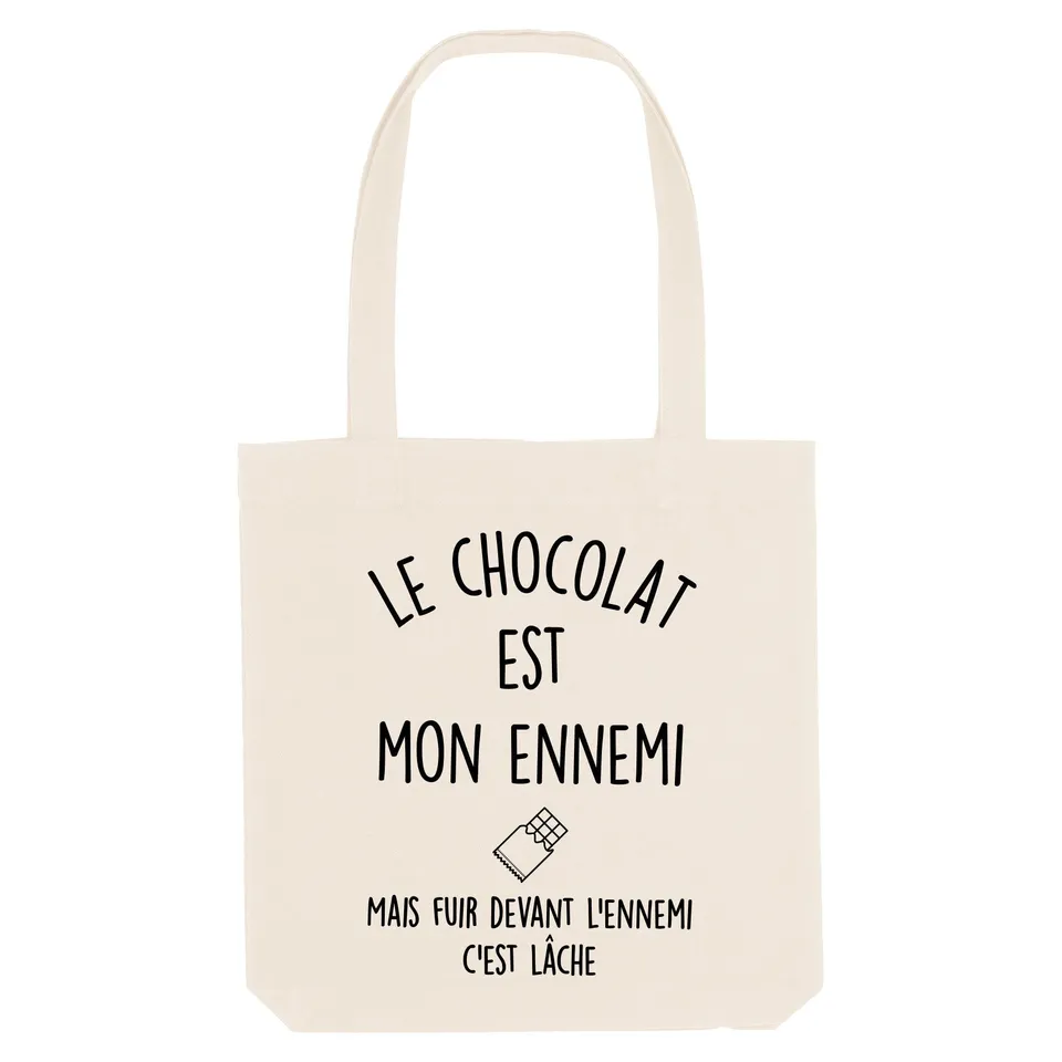 Juste Un T-shirt Tote Bags Le chocolat est mon ennemi tote bag humour