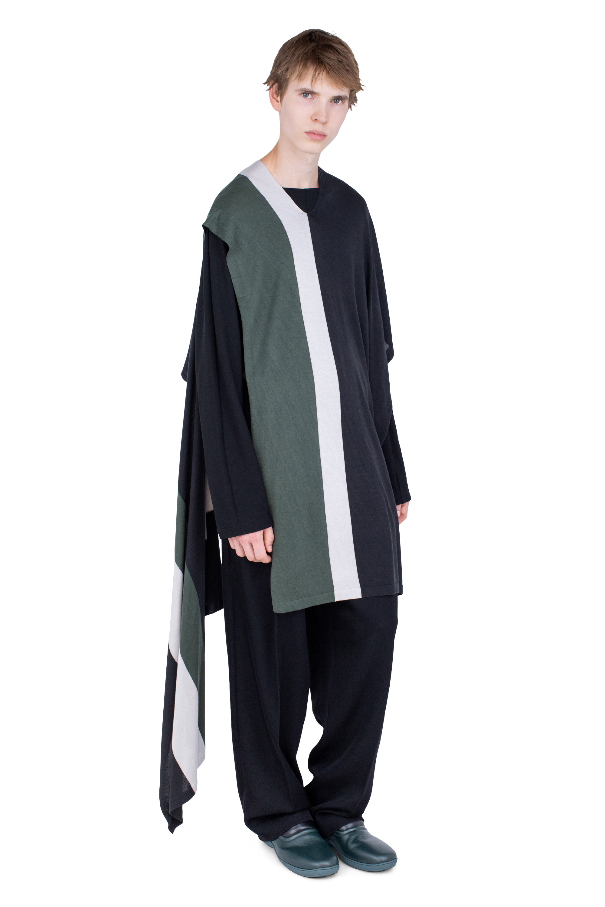 Kiko Kostadinov Accessories SIGO Wide Knit Scarf écharpe Black en Tencel et soie