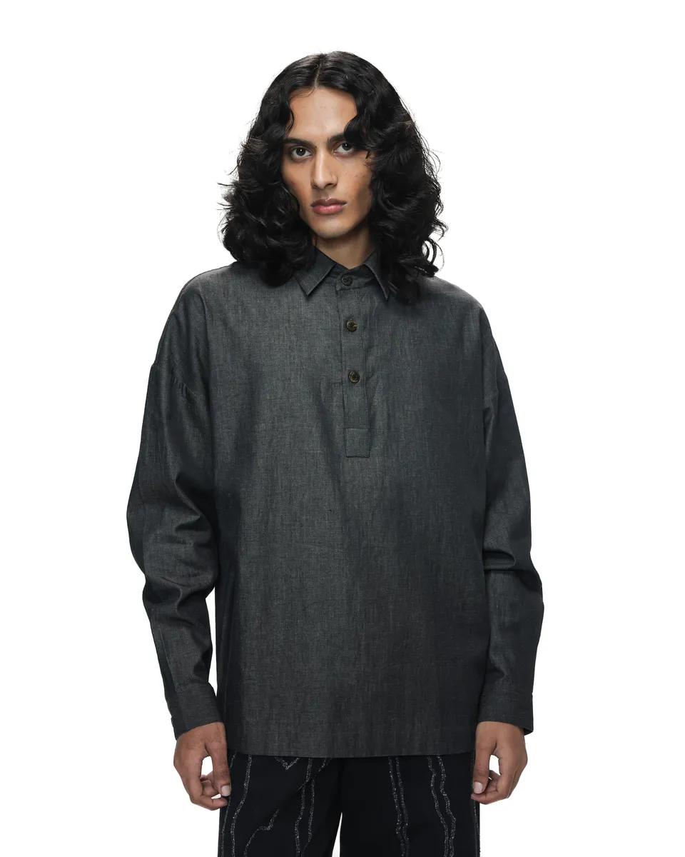 COUNTRYMADE Shirts Half-Placket Work Shirt chemise XS denim de coton léger