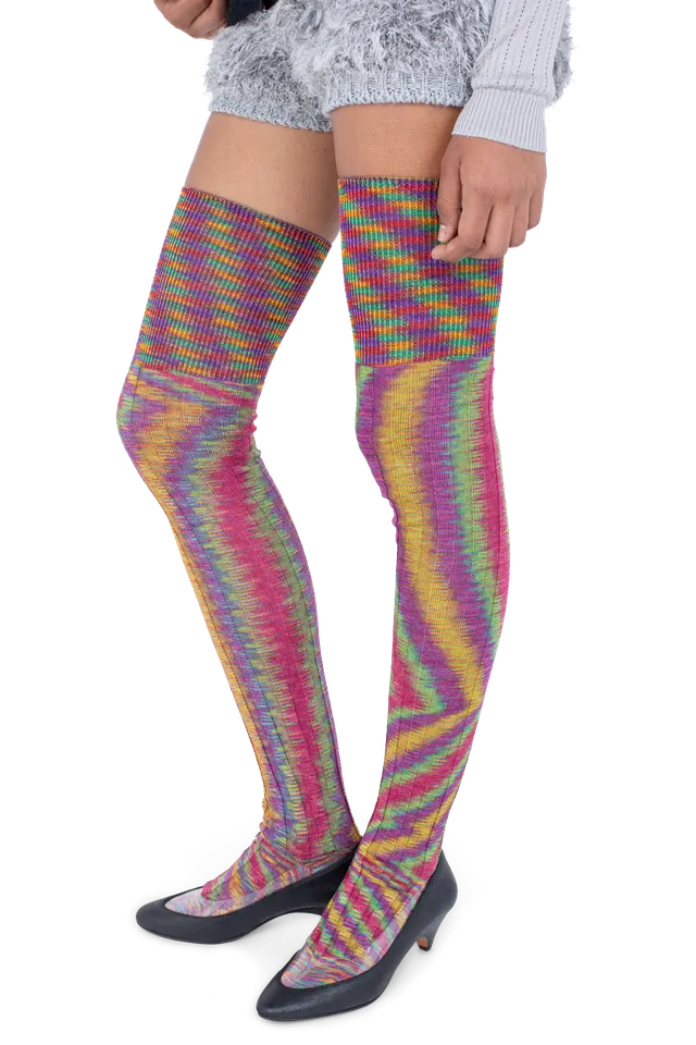 Kiko Kostadinov Accessories SITELLA Thigh High Socks chaussettes hautes Rainbow Space Dye viscose