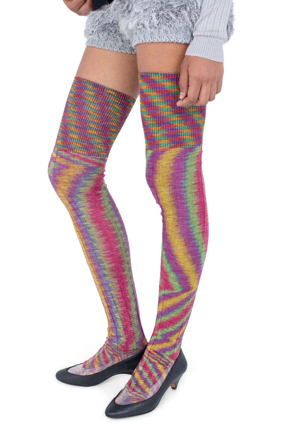 Kiko Kostadinov Accessories SITELLA Thigh High Socks chaussettes hautes Rainbow Space Dye viscose