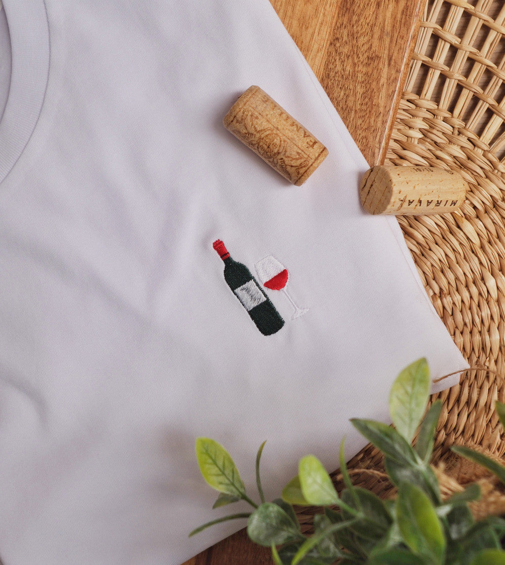 Juste Un T-shirt T-shirts Brodés Bordeaux Rouge t-shirt vin tailles et couleurs