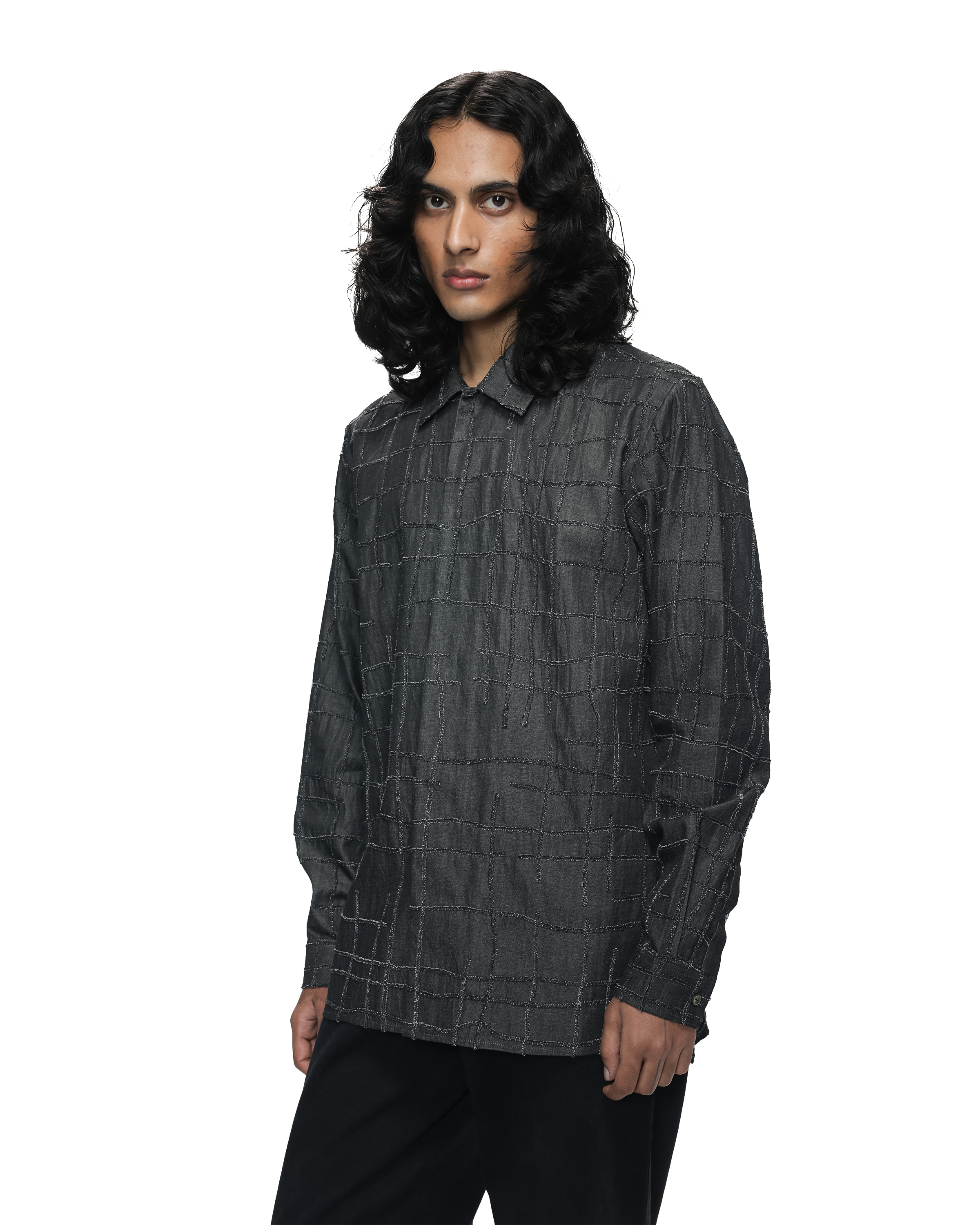 COUNTRYMADE Shirts Broken Plaid Shirt chemise denim coton brodée