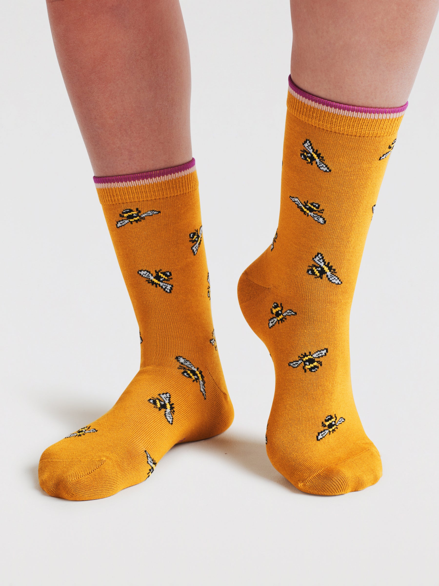 Sourire Multicolore Chaussettes femme Pochette abeilles 2 paires coton bio