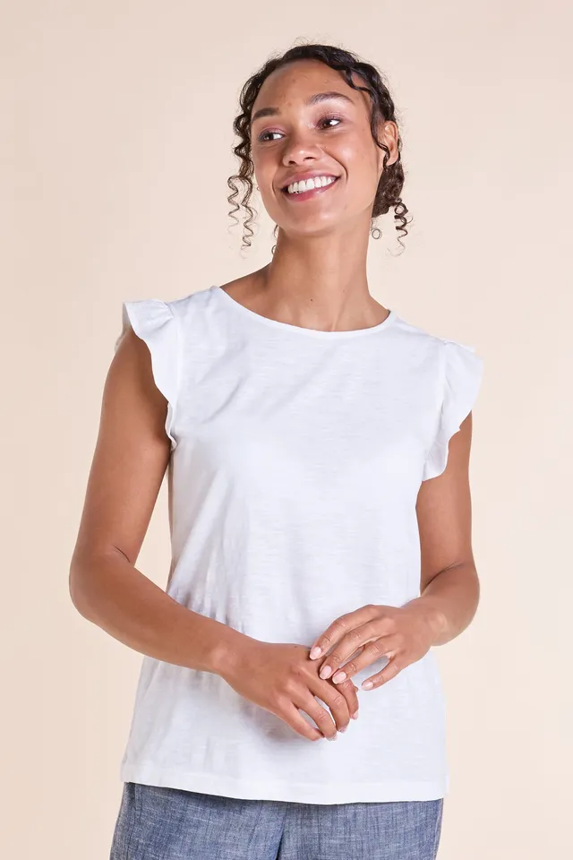 Sourire Multicolore Tops top blanc coton bio GOTS taille 44