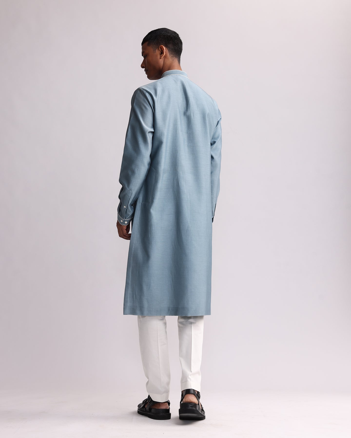 COUNTRYMADE Kurtas Shadow Block Hand-applique Kurta Set kurta bleu poudre, chanderi