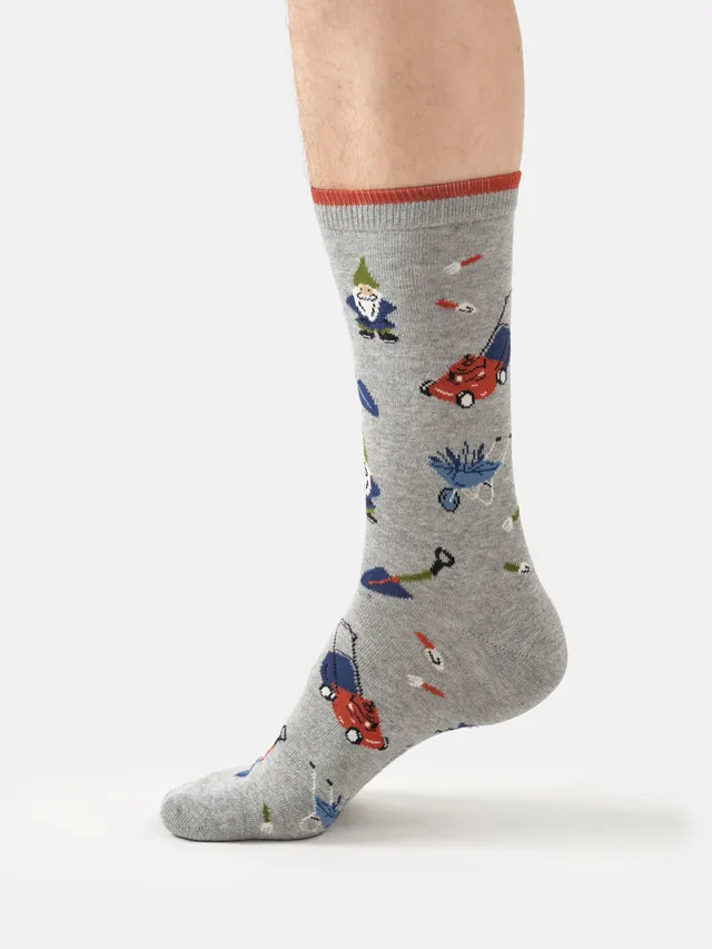 Sourire Multicolore Chaussettes homme nains de jardin coton bio 40–44
